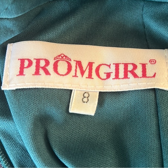 PromGirl Emerald Green Sequin Wrap Front Open Back Mini Dress - 8 - Picture 9 of 11